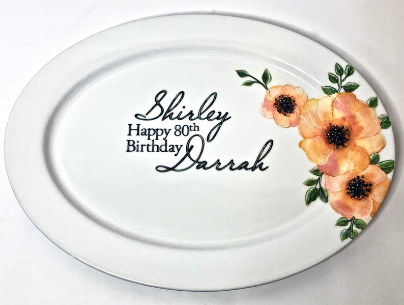 Poppy Monogram Guest Signature Platter / Guest Book Alternative / Poppy Theme Autograph Platter / Floral Wedding / Hand Painted Poppies image 6