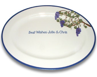 Tuscan Love Grape Vine Wedding Guest Signature Platter / Wine Theme / Guest Book Alternative / Unique Guest Book / Hand Painted Keepsake