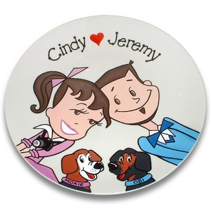 Custom Portrait Souvenir Plate Starry Eyed Couple image 4