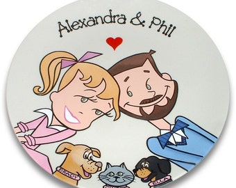 Custom Portrait Souvenir Plate - Starry Eyed Couple