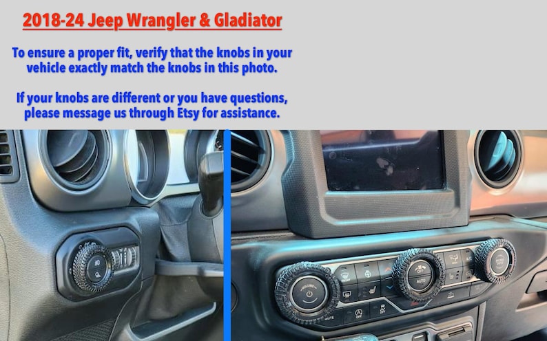 Custom Knob Covers – Jeep Wrangler & Gladiator (8.4" Display) 2018-2024 image 6