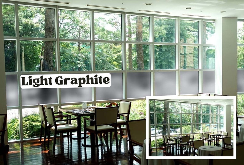Color Privacy Film, Sandblast Adhesive Backed Film (Multiple Color Options) Light Graphite