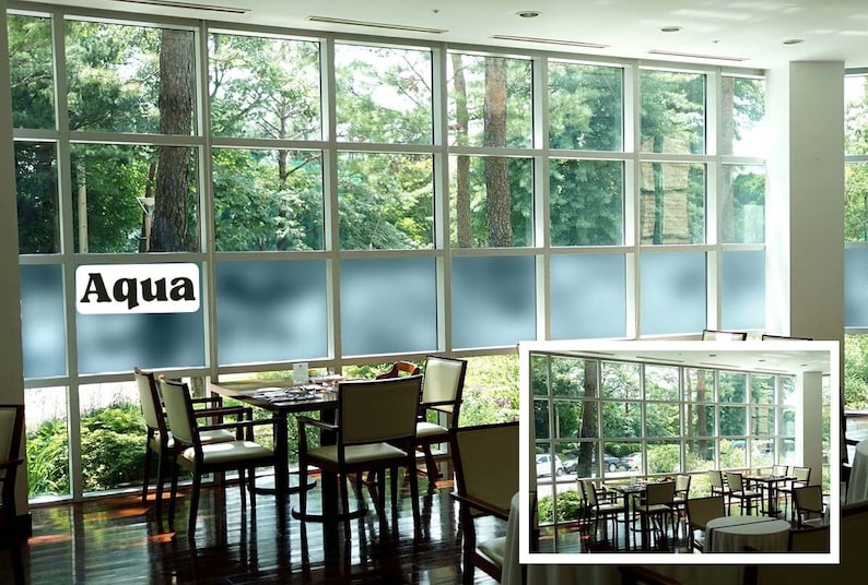 Color Privacy Film, Sandblast Adhesive Backed Film (Multiple Color Options) Aqua