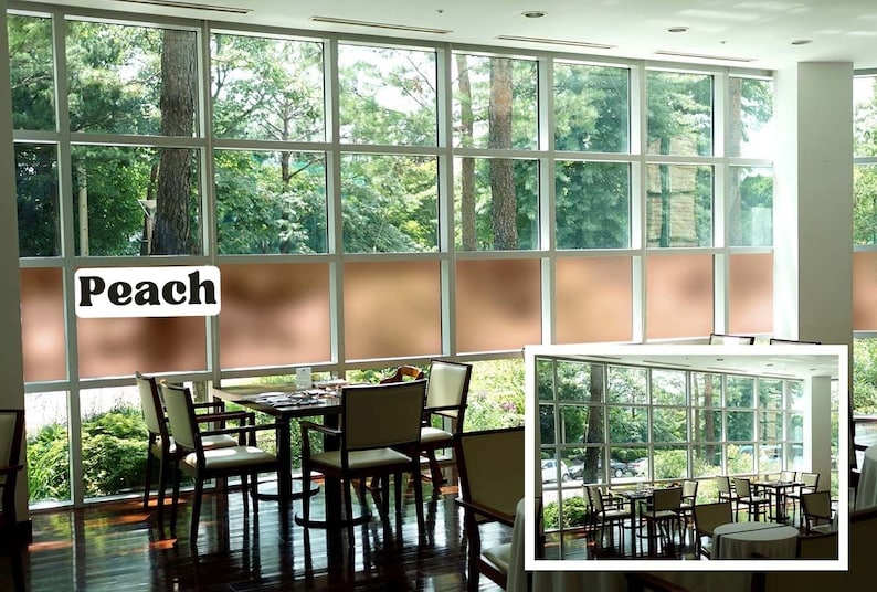 Color Privacy Film, Sandblast Adhesive Backed Film (Multiple Color Options) Peach