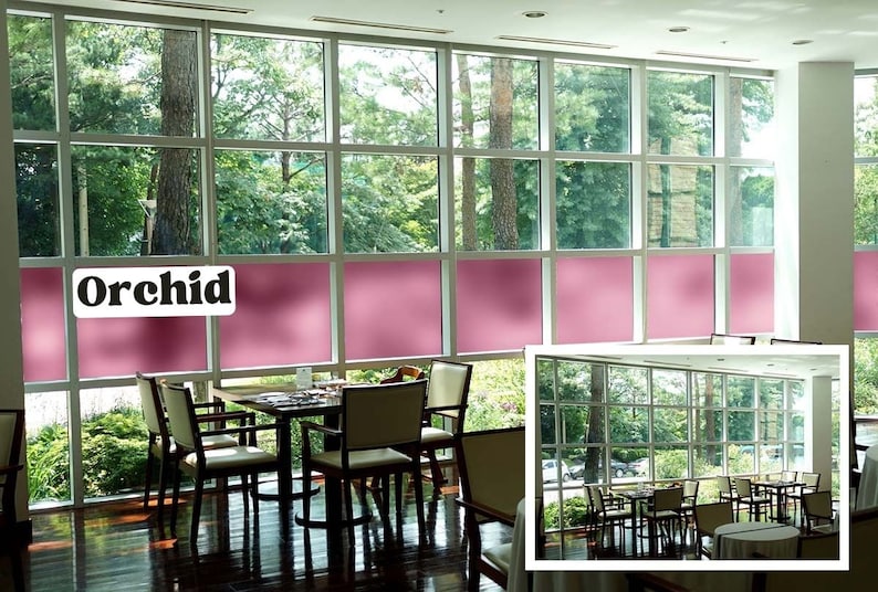 Color Privacy Film, Sandblast Adhesive Backed Film (Multiple Color Options) Orchid