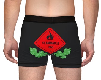 Caution: Flammable Gas Boxer Briefs, Men's Funny Boxer Briefs, Men's Boxers, Mens Underwear