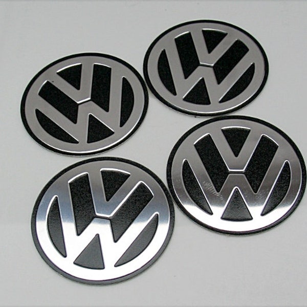 4x VW VW Radnabenkappen Aufkleber 56,5/60/65/70mm verchromt UK Verkäufer stick-on