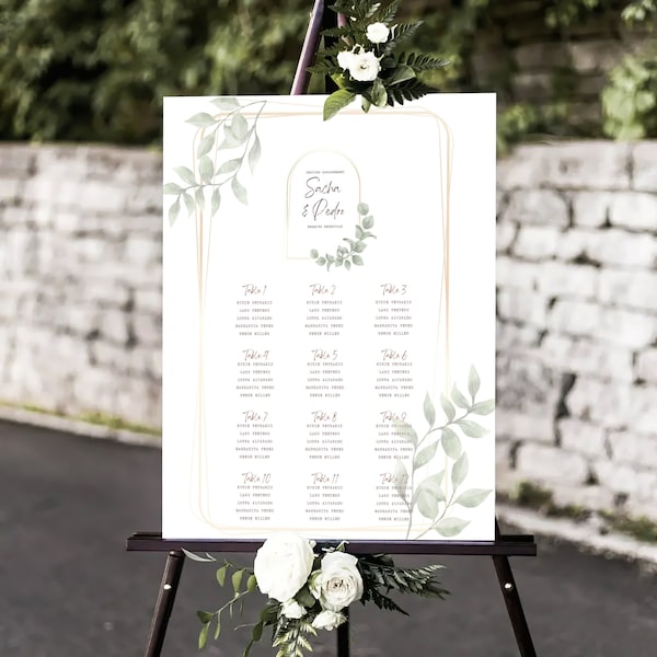 Wedding Seating Chart, Floral Template, Editable, printable seating plan table signs, Seating chart, arrangement boards,customizable welcome