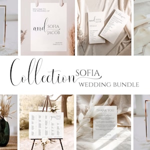 Wedding Template Bundle Set, Minimalist, Modern Wedding Signs Bundle, Printable Wedding Suite Bundle, Editable Wedding Stationery Bundle