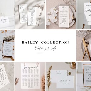 Wedding Template Bundle Set, Minimalist, Modern Wedding Signs Bundle, Printable Wedding Suite Bundle, Editable Wedding Stationery Bundle