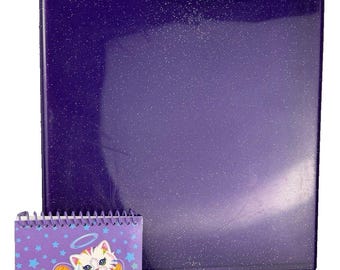 VTG Lisa Frank Angel Cat Clipboard Case & Used Notes + New Lisa Frank Crayons