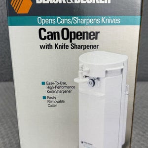 NEW VTG Black & Decker Can Opener, Knife Sharpener Model EC43 White Sealed Box image 3