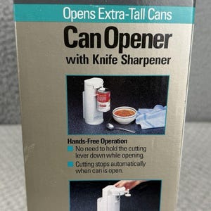 NEW VTG Black & Decker Can Opener, Knife Sharpener Model EC43 White Sealed Box image 2