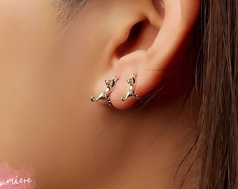 Cat Earrings, Hoop Earrings, Sterling Silver Earrings, Minimalist Earrings, Cat Mom, Gift For Cat Lovers, Gift For Mom, Gift For Her