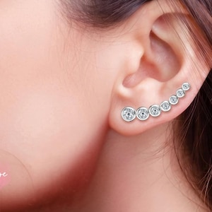 Moissanite Earrings, Climber Earrings, Ear Cuffs, Wedding Earrings, Unique Earrings, Silver Earrings, Gold Plated Earrings