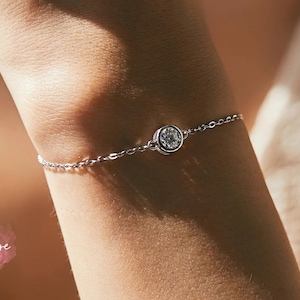 Moissanite Bracelet, Dainty Bracelet, Silver Bracelet, Diamond Bracelet, Crystal Bracelet, Charm Bracelet, Minimalist Bracelet