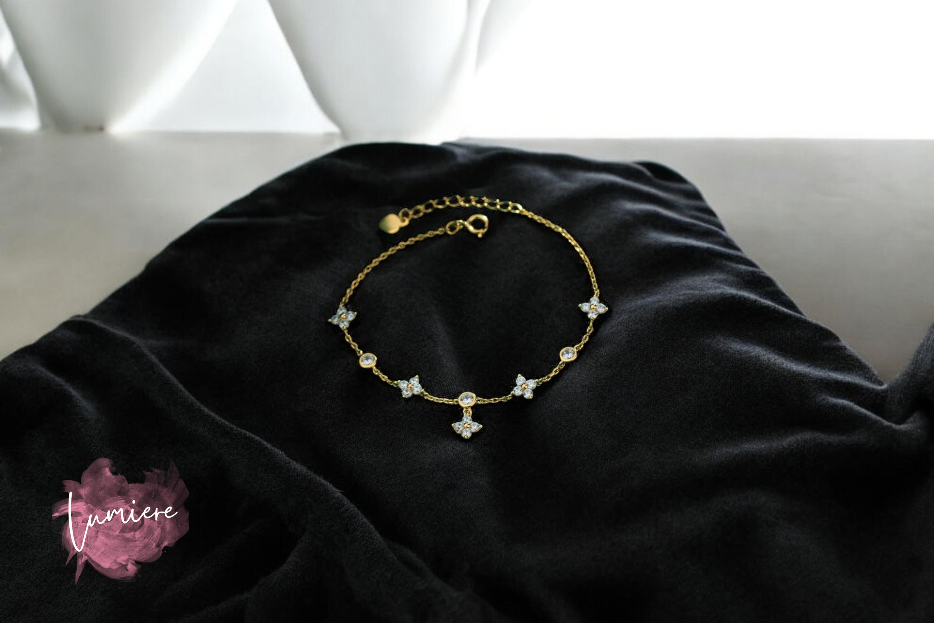 Flower Bracelet, Moissanite Bracelet, Dainty Bracelet