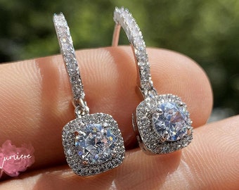 Moissanite Earrings: Silver Jewelry, Gift for Mom, Wedding Earrings, Hoop Earrings, Unique Earrings