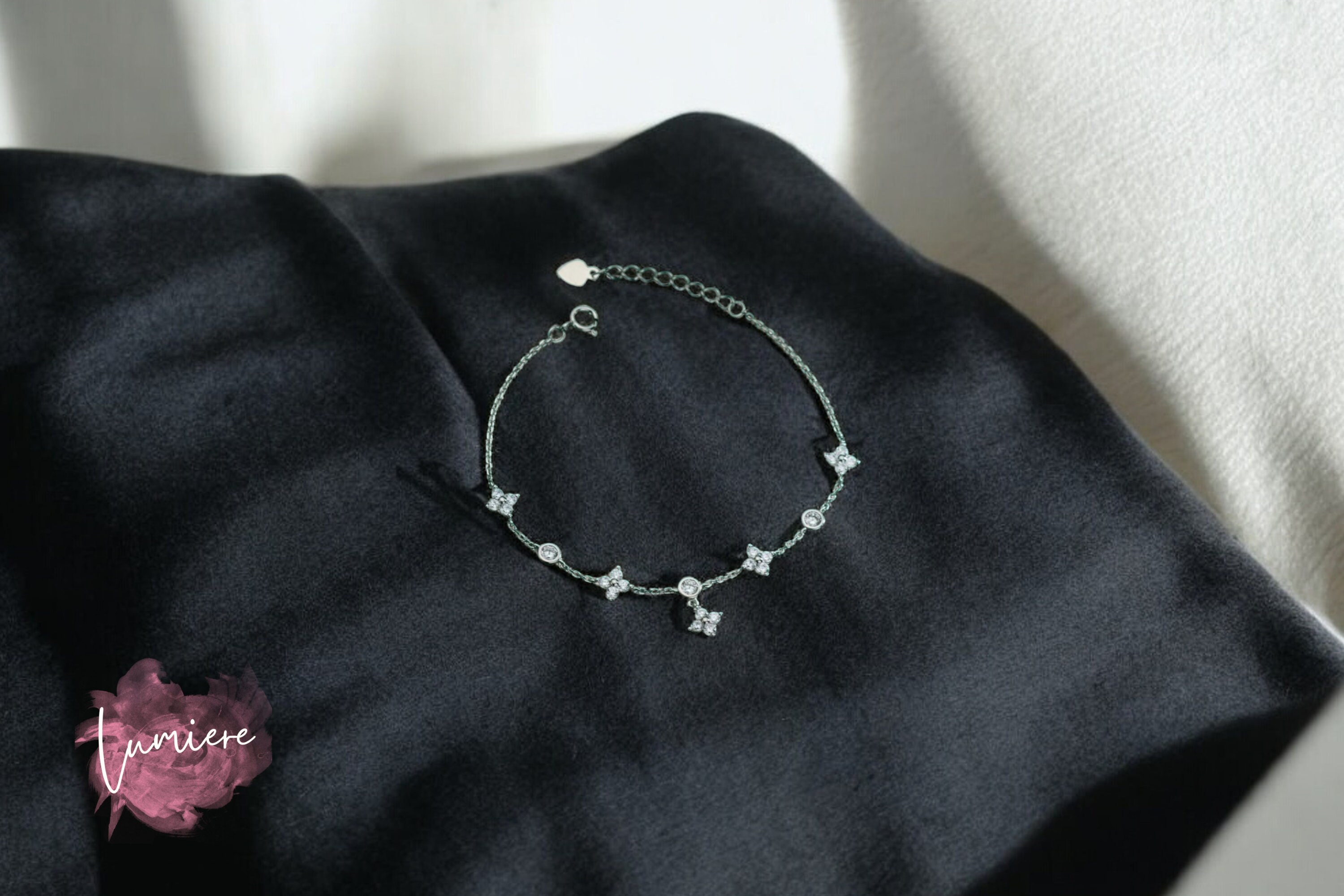 Flower Bracelet, Moissanite Bracelet, Dainty Bracelet