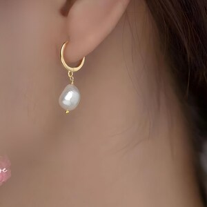 Pearl Earrings, Silver Earrings, Gold Earrings, Minimalist Earrings, Dainty Earrings, Hoop Earrings, Gifts For Mom, Nature Jewelry