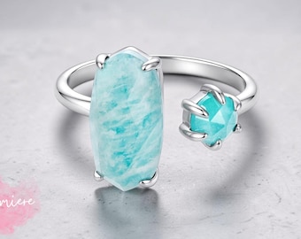 Amazonite Ring Adjustable, Summer Jewerly, Ocean Inspired Ring, Beach Jewelry, Boho Jewelry, Gift for Women, Gift For Girls, Ocean Lover