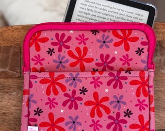 E-Reader / Tablet Case Bright Floral Girly Retro Print Gift for Readers Gift for Her Book Lover Gift for College Student Book Sleeve