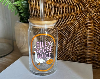 Silly Goose Juice Glass Tumbler - Cute Animal Iced Coffee Cup