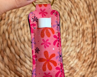 Retro Flower Lip Balm Keychain / Gift for her / Backpack Accessory