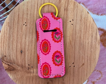 Flower Portrait Lip Balm Keychain / Portable Pouch / Vintage Vibe Gift / Nurse Gift