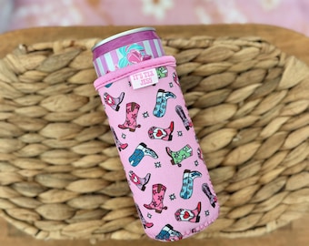 Cowgirl Boots Slim Can Sleeve / Energy Drink Accessory / Seltzer Cover