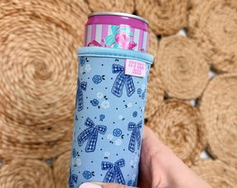 Gingham Bows Slim Can Sleeve / Fits 12 oz Cans / Energy Drinks and Seltzers