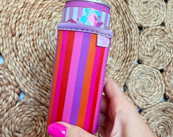 Sunset Stripe Can Sleeve / Fits 12 oz Cans / Energy Drinks and Seltzers / Rainbow Sherbet / Summer Pool Accessory