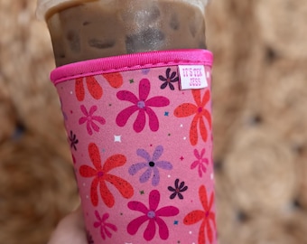 Floral Iced Coffee Sleeve: Neoprene Cutesy Drink Cover