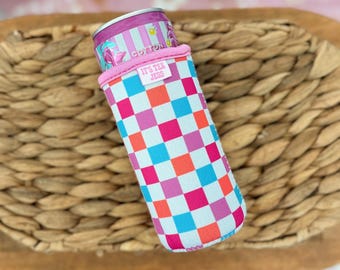 Checkered Slim Can Sleeve / Fits 12 oz Cans / Energy Drinks and Seltzers