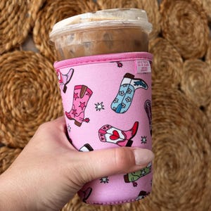 Iced Coffee Sleeve Neoprene  Cowgirl Boots Iced Coffee Can Cooler Trendy Coffee Sleeve Iced Matcha Sleeve Teacher Gift Iced Coffee Rodeo