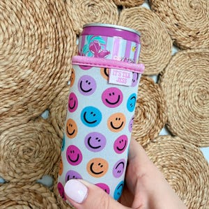 Happy Face Slim Can Sleeve / Fits 12 oz Cans / Energy Drinks and Seltzers image 2