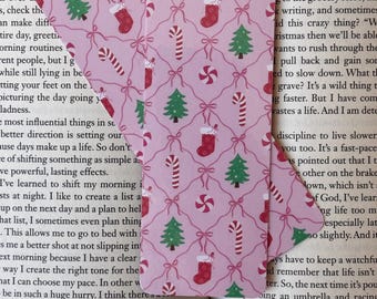Coquette Christmas Laminated Bookmark Pink Christmas Girly