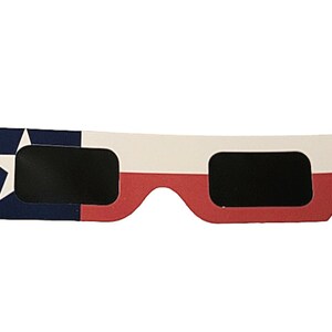 Lunettes de protection contre l'éclipse de soleil 2024 certifiées CE et ISO approuvées par l'AAS Texas Flag