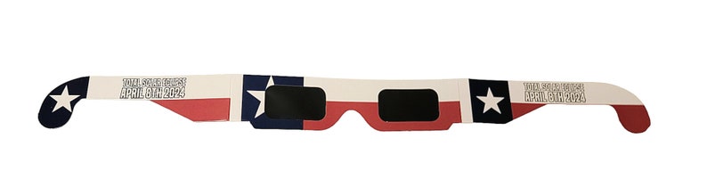 Lunettes de protection contre l'éclipse de soleil 2024 certifiées CE et ISO approuvées par l'AAS Texas Flag
