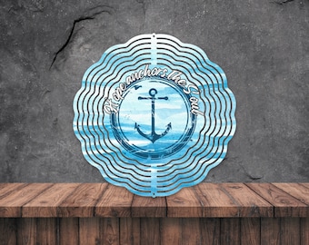 Hope Anchors the Soul Sublimation Wind Spinner PNG | Anchor Design | Faith Coastal Decor | Metal Wind Spinner File | Digital Download