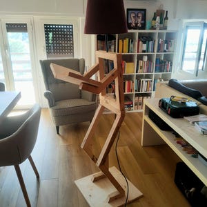 Handcrafted Wooden Floor Lamp – Unique Human Figure Design