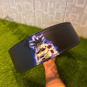 Goku Anime Leather Gym Belt: Custom Powerlifting Lever Belt