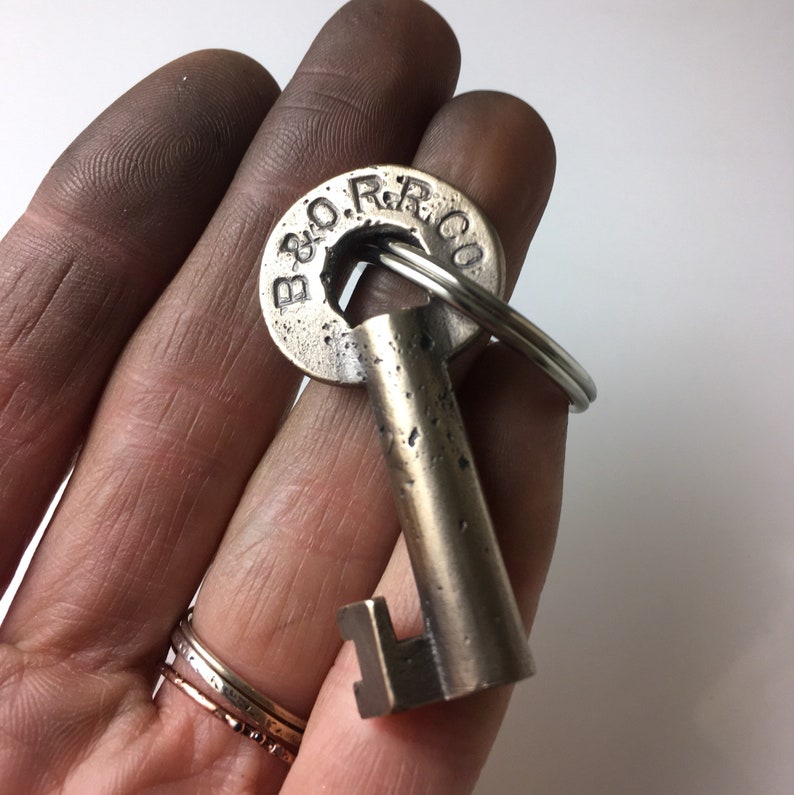 Railroad Key Chain, Men's Key Ring, Bronze Key Ring, B&O Railroad Etsy