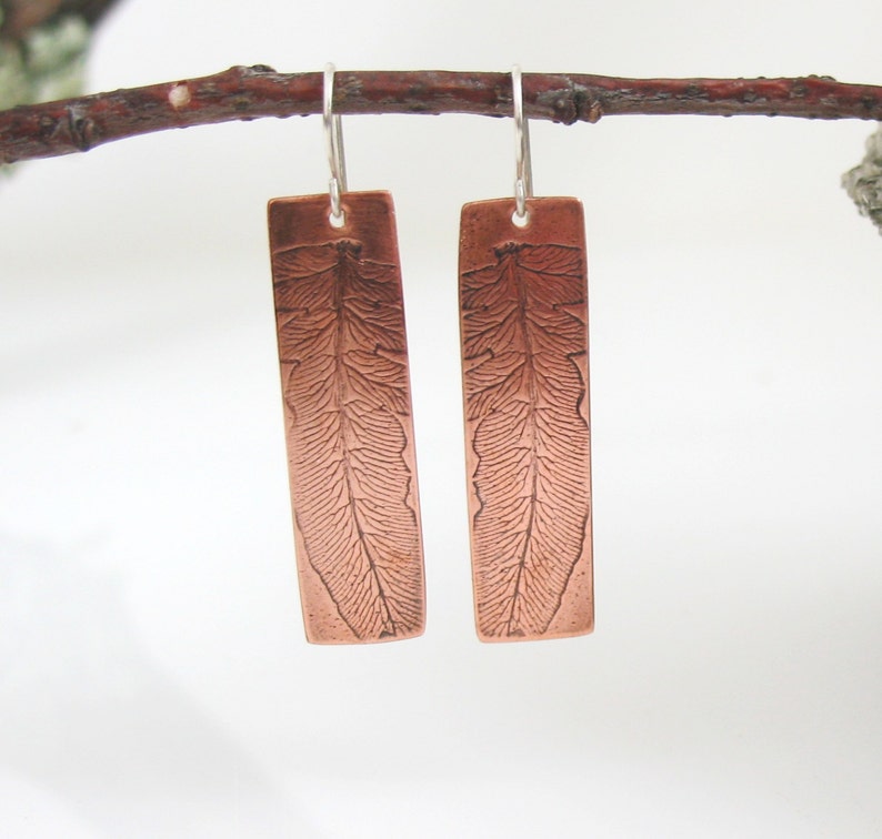 Fern Earrings Copper Earrings Botanical Jewelry Etsy