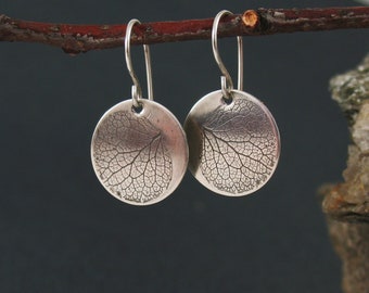 Silver Hydrangea Earrings, Pressed and Preserved Nature Jewelry, Ready to ship