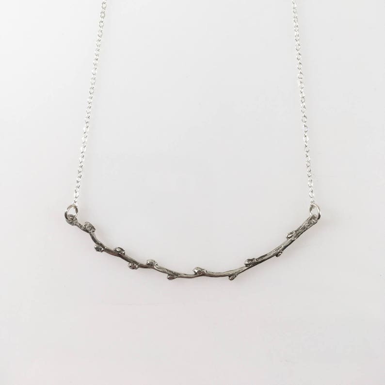 Silver Twig Necklace, Branch Necklace, Tree Jewerly image 1