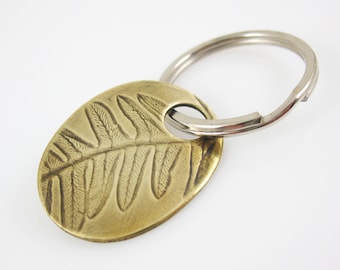 Men's Key Ring, Fern Key Chain, Brass Key Ring