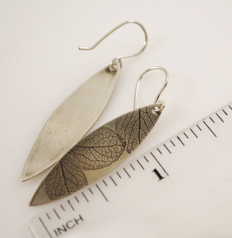 Sterling Hydrangea Petal Earrings, Hydrangea Silver Earrings image 2