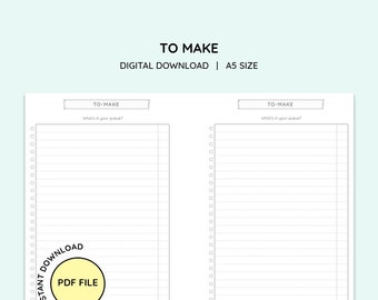 Printable A5 Size To-Make Planner Pages