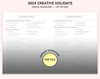 Printable Letter Size 2024 Creative Holiday Pages